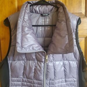 Calvin Klein Performance Womens XL Down Vest Lilac Zip Pockets Athletic